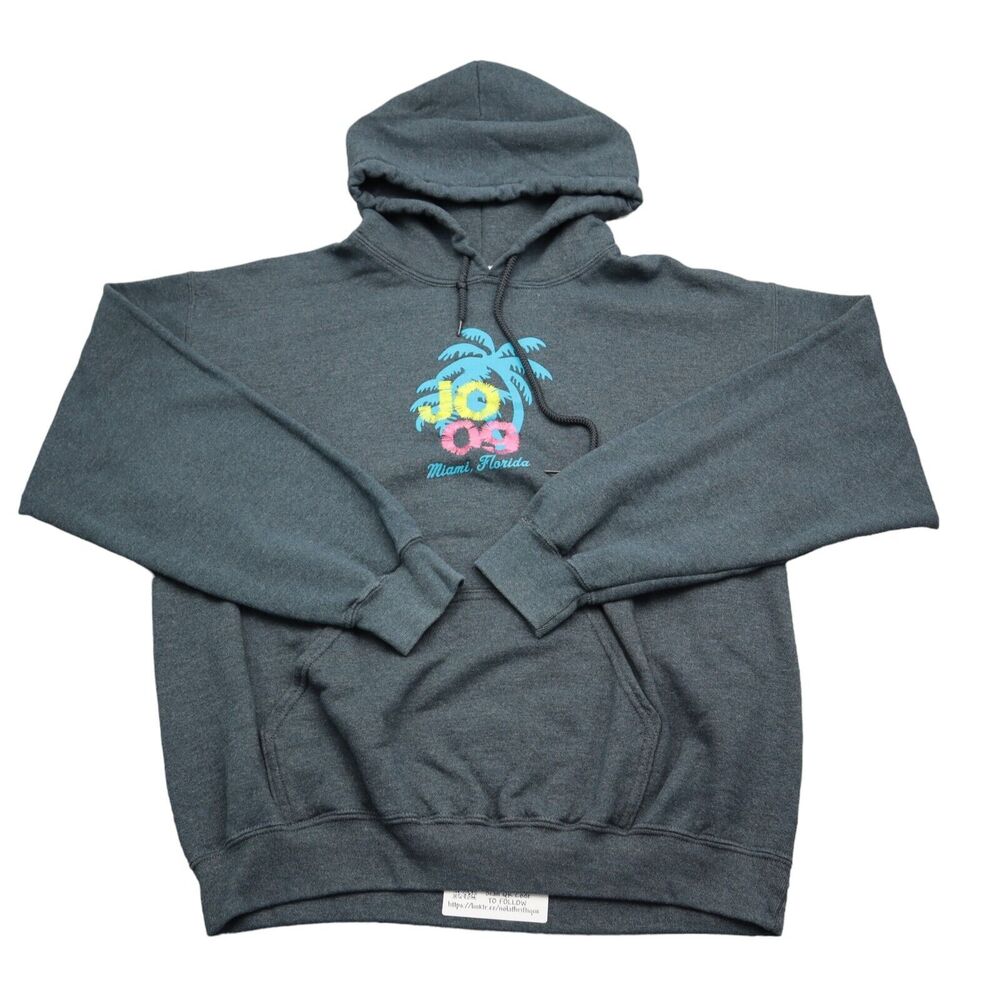 Gildan Hoodie Mens M Gray Long Sleeve Hooded Graphic Print Pocket Drawstring